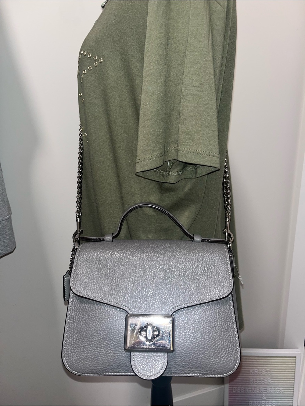 Coach Cassidy Gray Leather Top-Handle Crossbody Bag